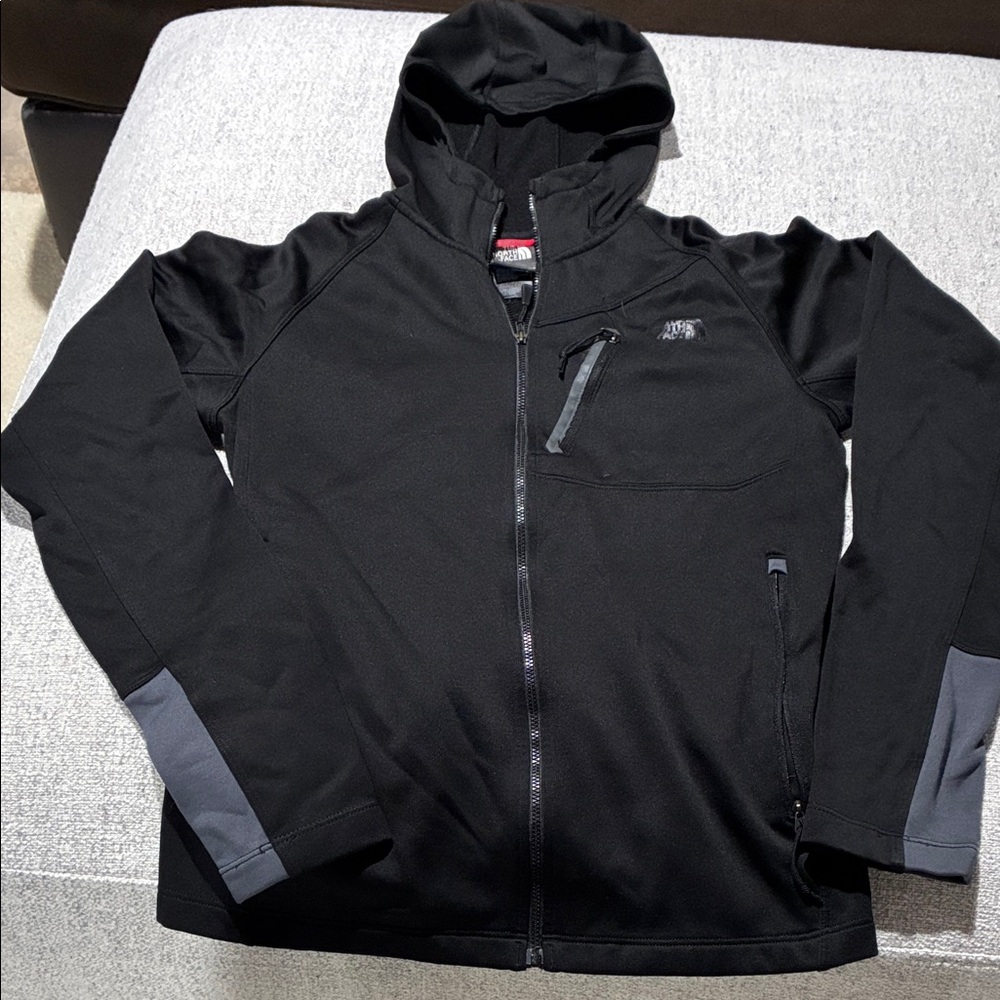 The North Face Men's Black and Gray Hooded Jacket